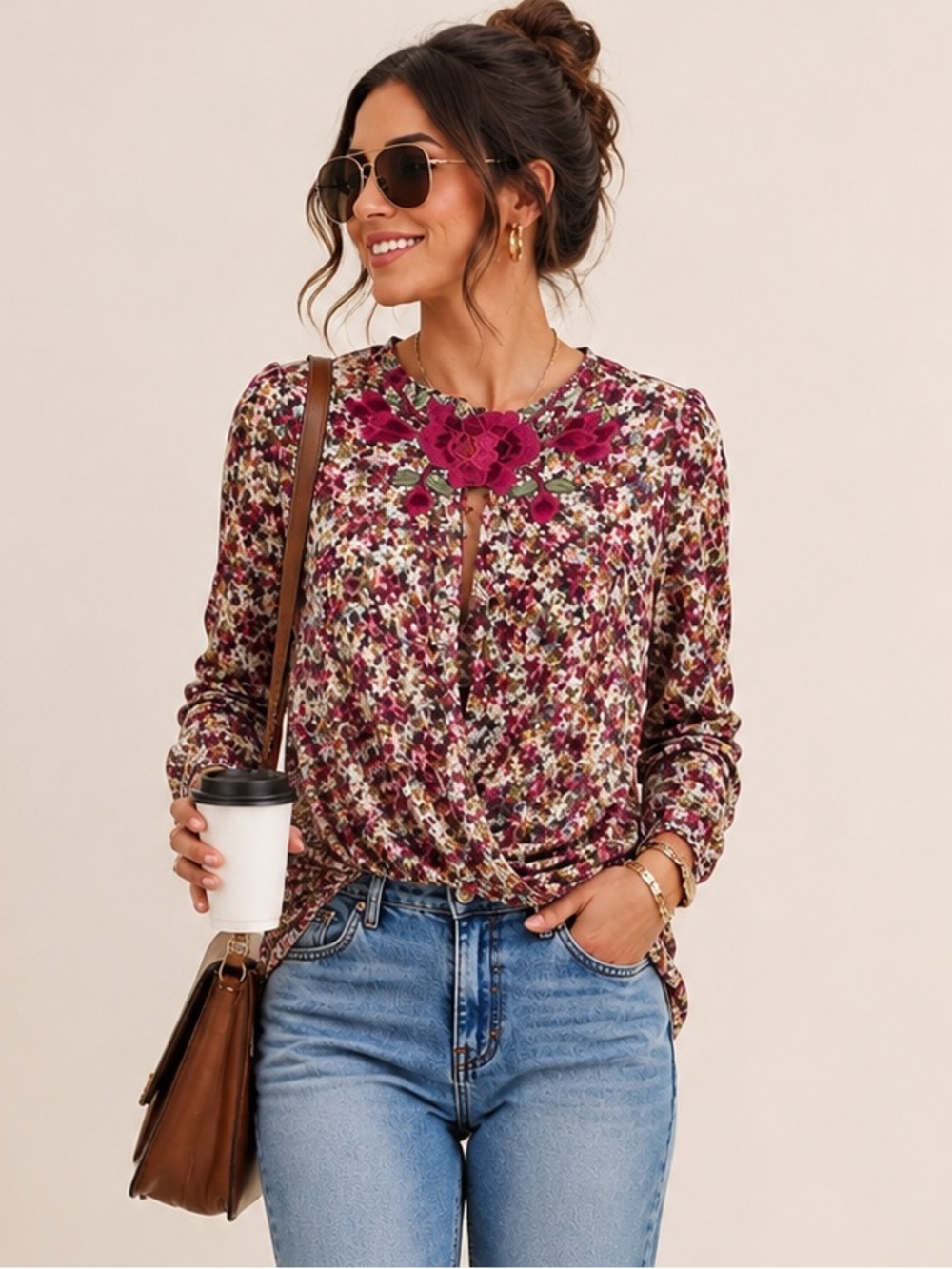 Beautiful Chelsea & Violet blouse featuring a romantic floral print size S